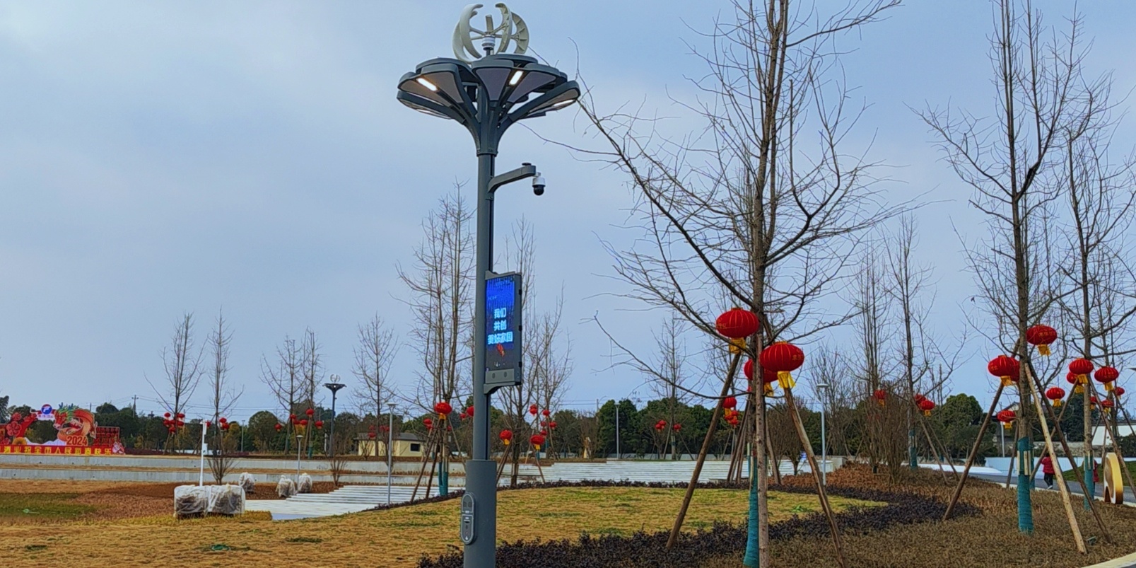 快來圍觀，種在綿竹市城北濕地公園的“智慧樹”亮燈啦